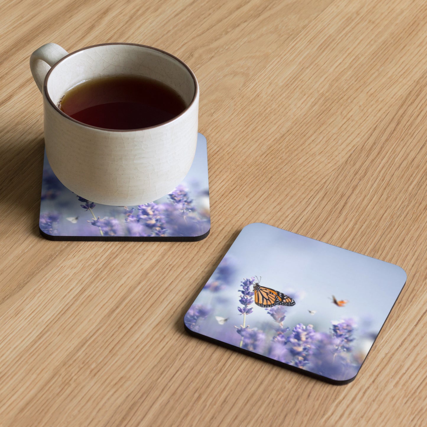 Gloss Coated Cork Backed Coaster - Elegant Butterfly