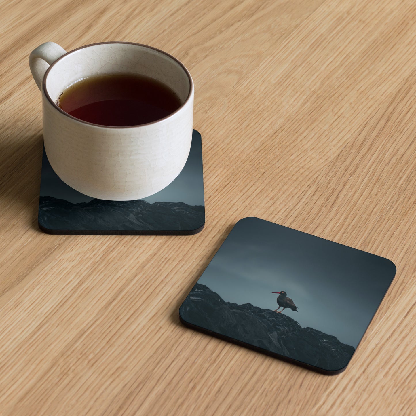 Gloss Coated Cork Backed Coaster - Ember Perch