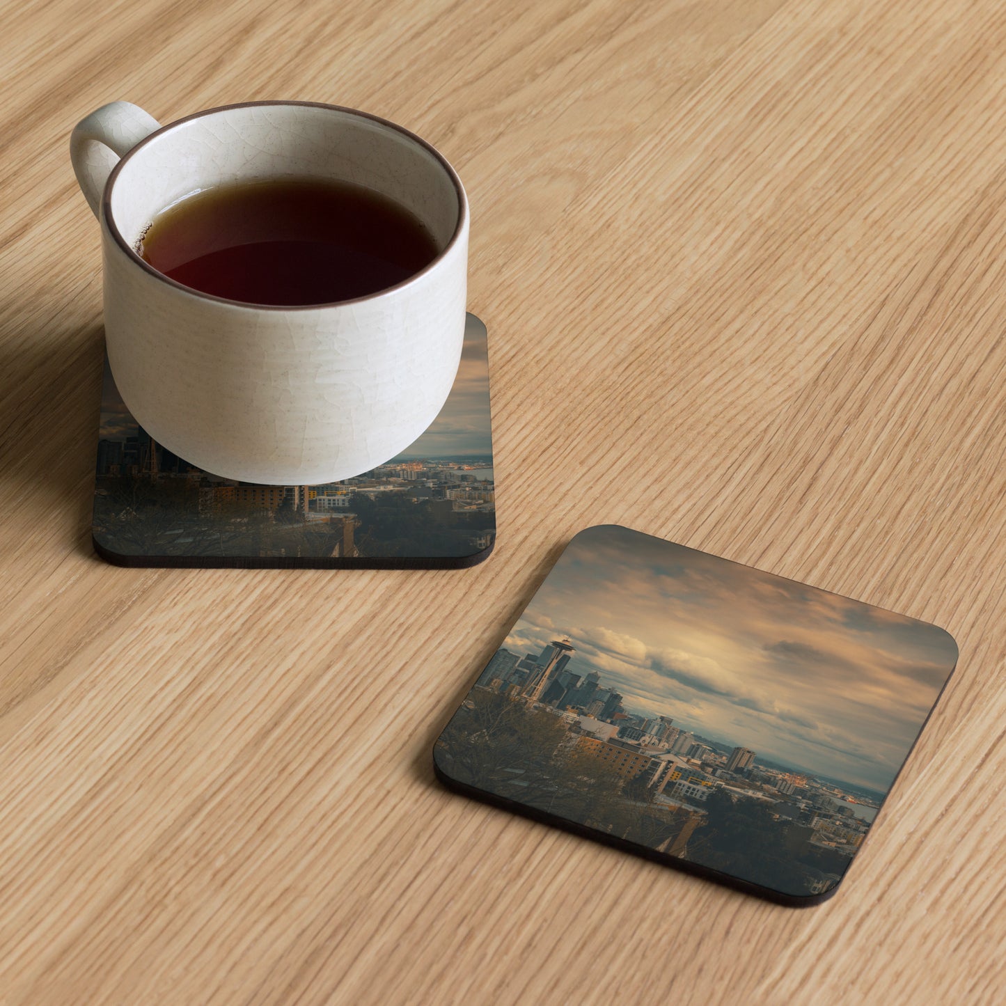 Gloss Coated Cork Backed Coaster - Seattle's Emerald Haze
