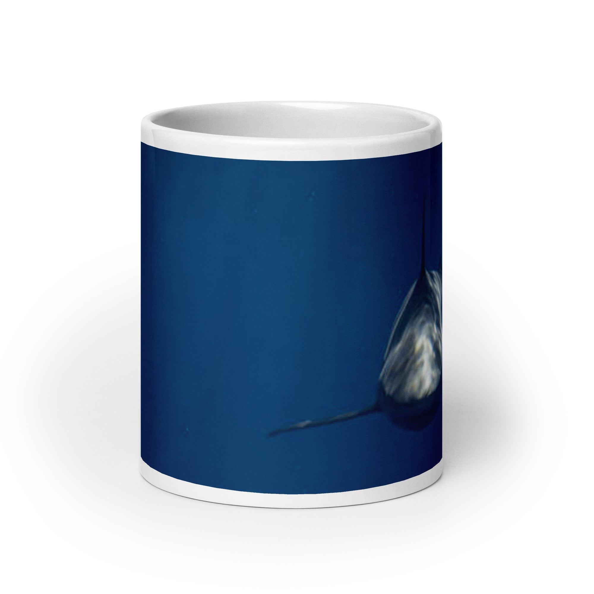 Glossy White Ceramic Coffee Mug - Great White Shark