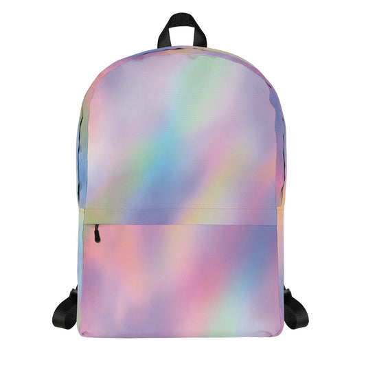 Water Resistant Medium Sized Backpack - Rainbow Water Color Print