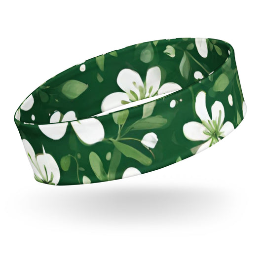 Womens Stretchy Headband - Green Spring Print
