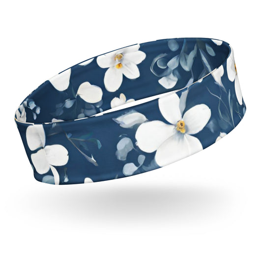 Womens Stretchy Headband - Blue Spring Print