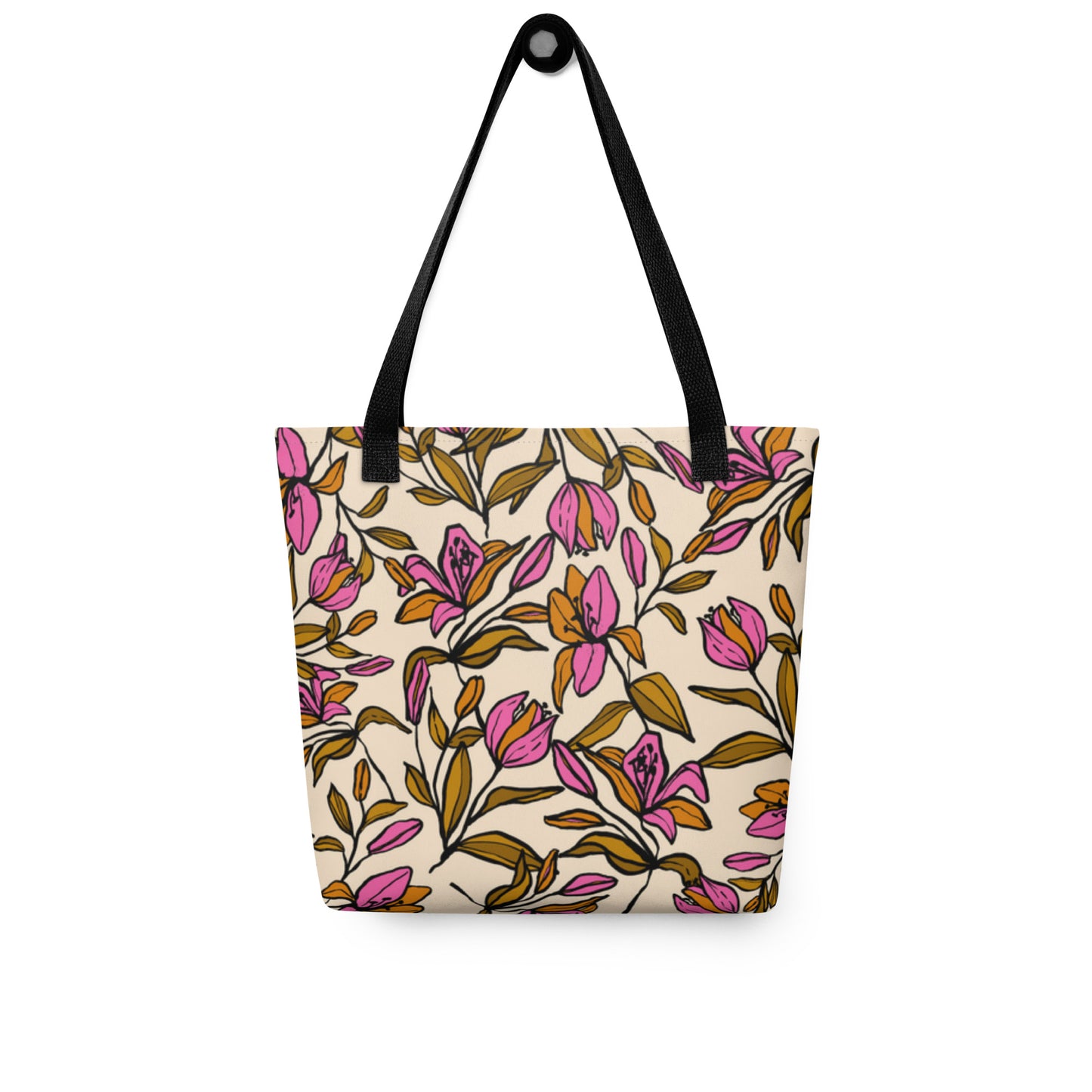 Premium Polyester Tote Bag - Blooming Spring Flowers Print