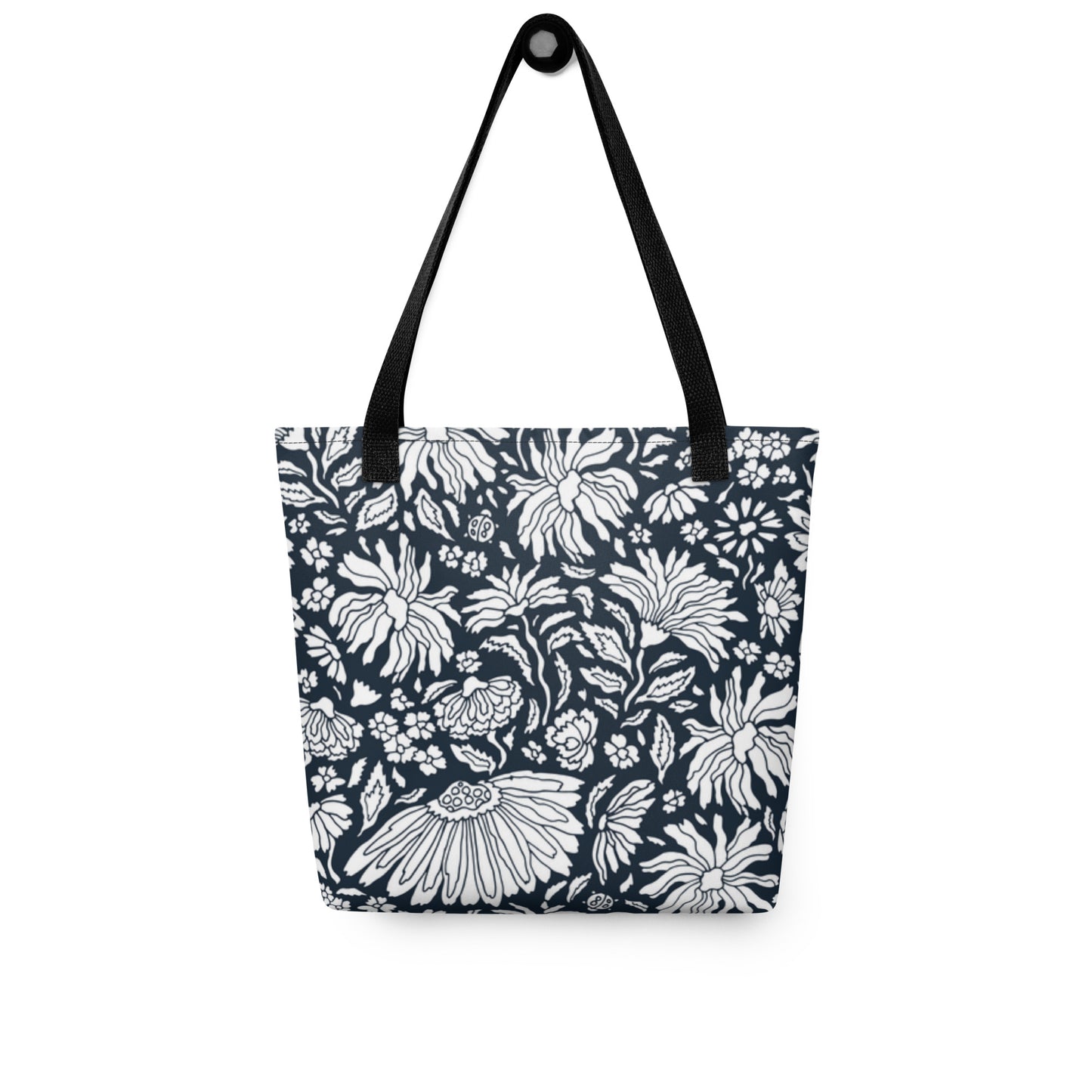 Premium Polyester Tote Bag - Scatter Spring Flowers Print