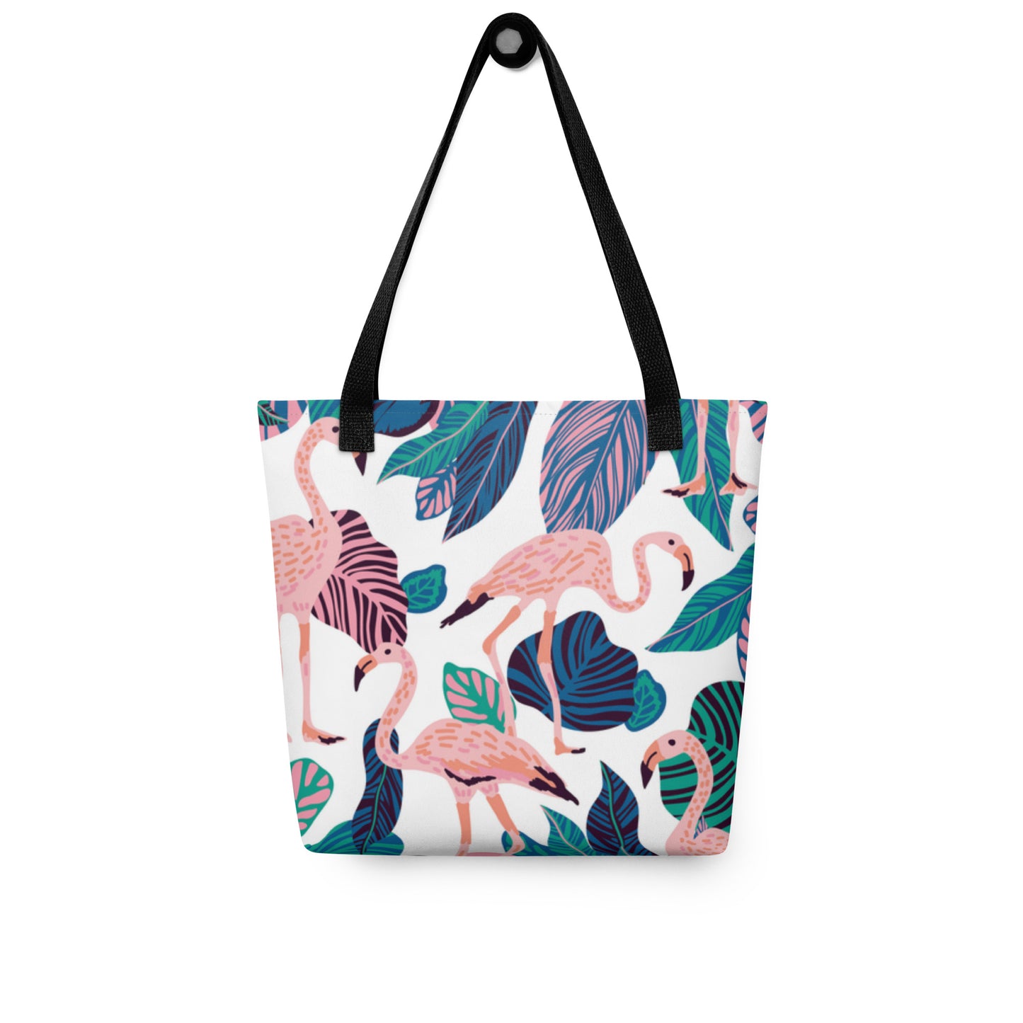 Premium Polyester Tote Bag - Artsy Flamingo Print