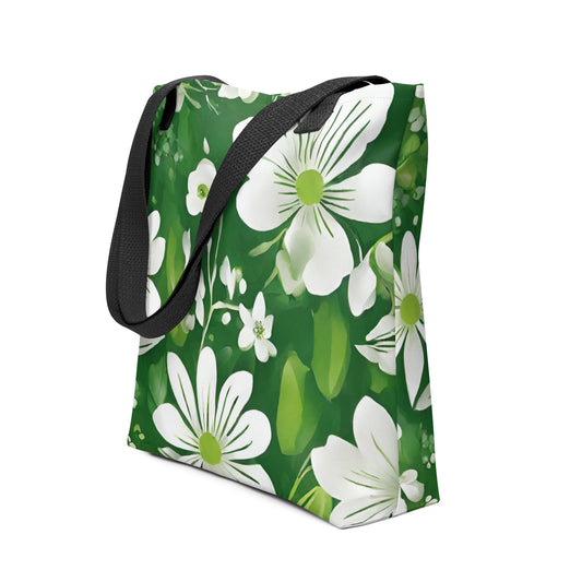 Premium Polyester Tote Bag - Green Spring Print