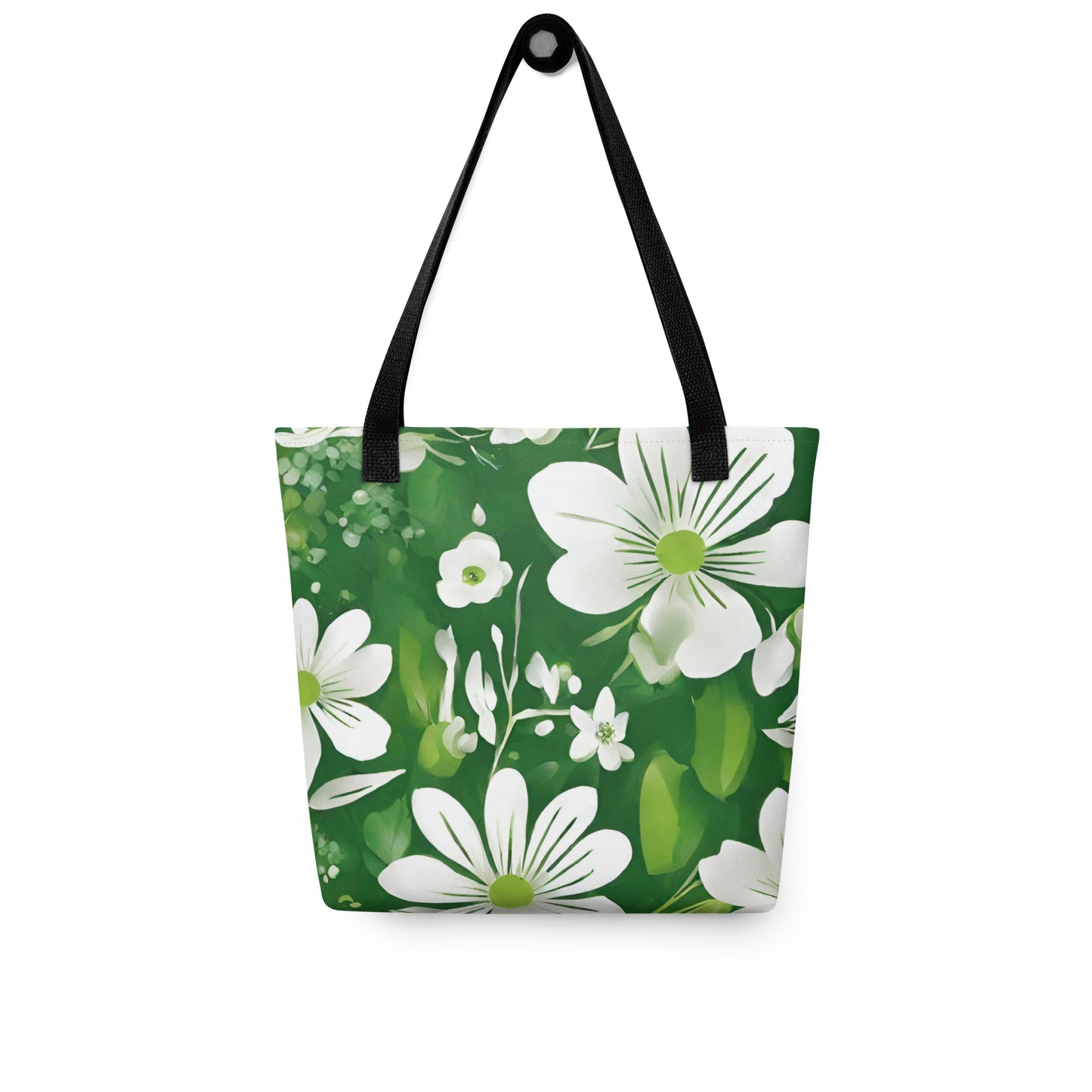 Premium Polyester Tote Bag - Green Spring Print