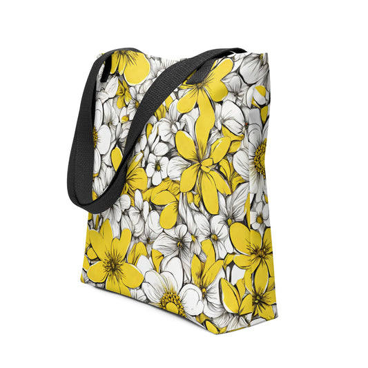 Premium Polyester Tote Bag - Yellow Spring Print