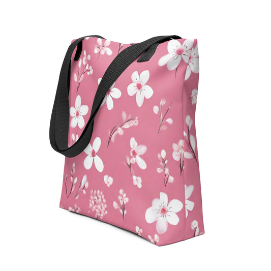 Premium Polyester Tote Bag - Pink Spring Print