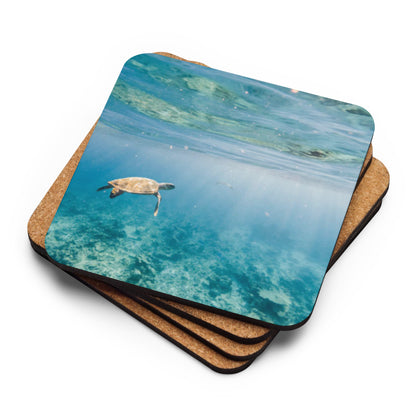 Gloss Coated Cork Backed Coaster - Sea Turtle