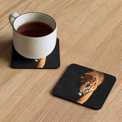 Gloss Coated Cork Backed Coaster - Wildlife Tiger