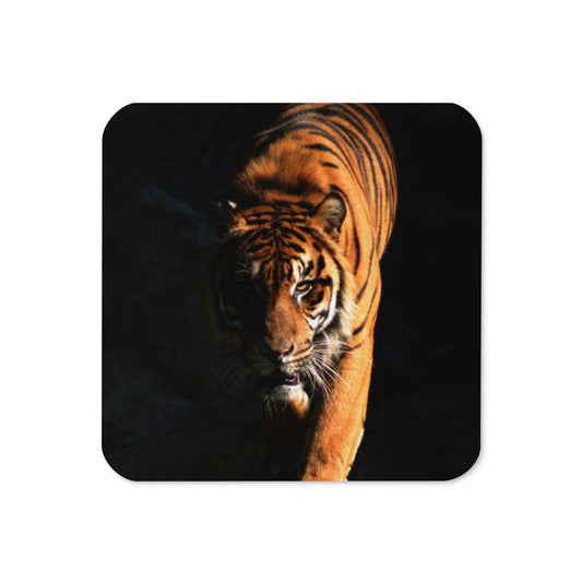 Gloss Coated Cork Backed Coaster - Wildlife Tiger