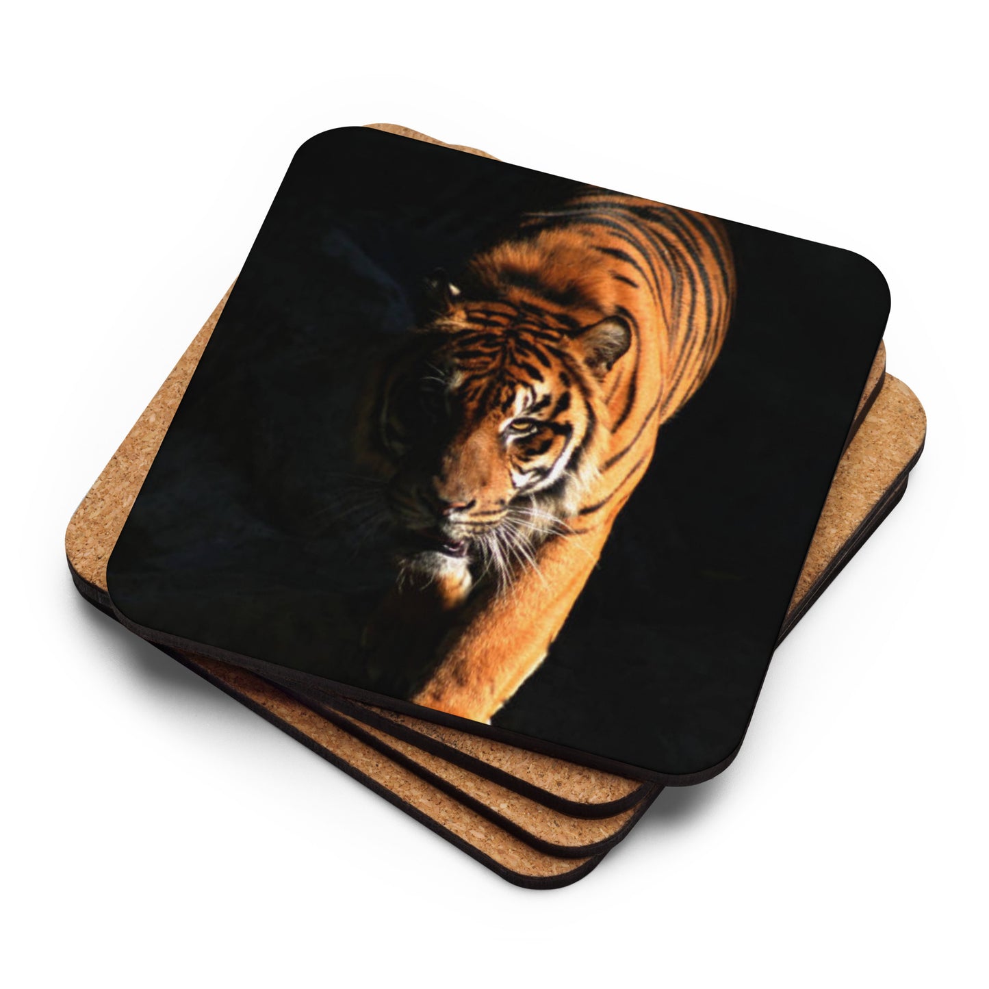 Gloss Coated Cork Backed Coaster - Wildlife Tiger