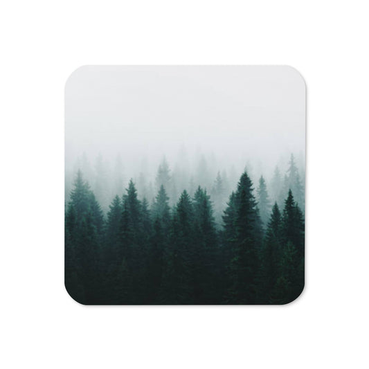 Gloss Coated Cork Backed Coaster - Moody Forest