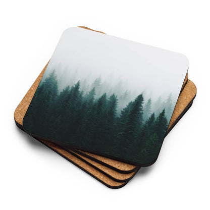 Gloss Coated Cork Backed Coaster - Moody Forest