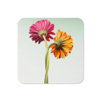 Gloss Coated Cork Backed Coaster - Twirled Flowers