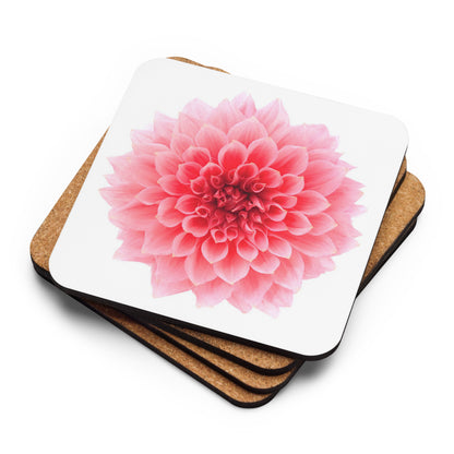 Gloss Coated Cork Backed Coaster - Pink Dahlia