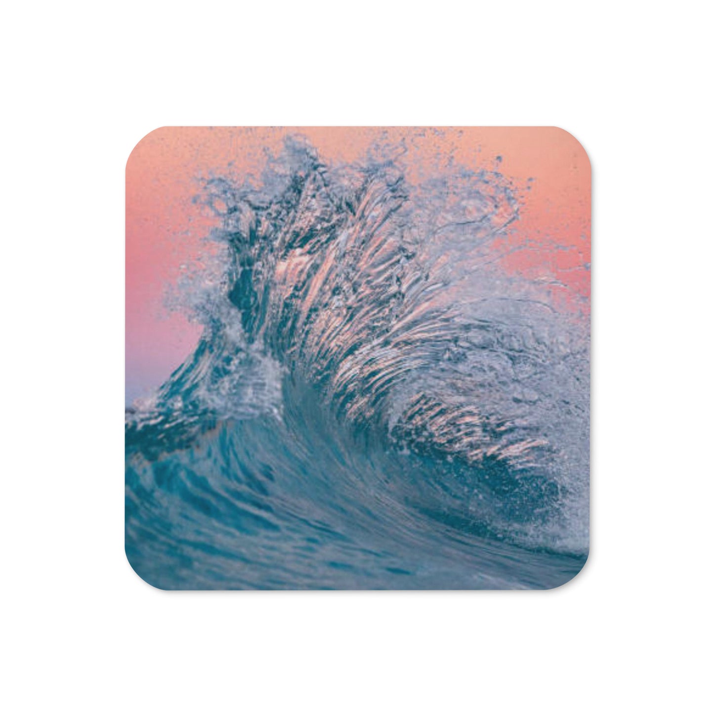 Gloss Coated Cork Backed Coaster - Ocean Wave