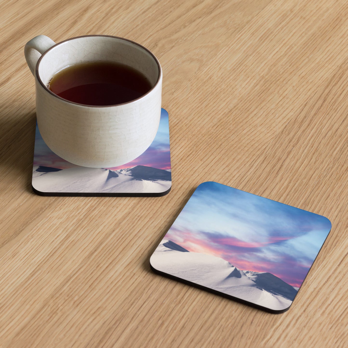 Gloss Coated Cork Backed Coaster - Sunset Dune