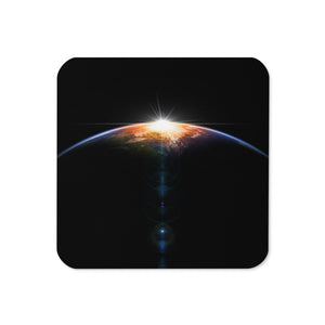 Gloss Coated Cork Backed Coaster - World