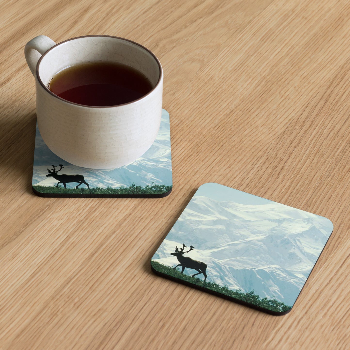 Gloss Coated Cork Backed Coaster - Mountain Range