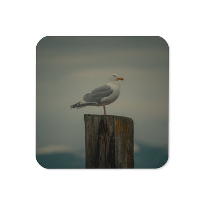 Gloss Coated Cork Backed Coaster - Gull Pier Perch