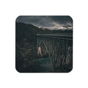 Gloss Coated Cork Backed Coaster - Iron Through Pines