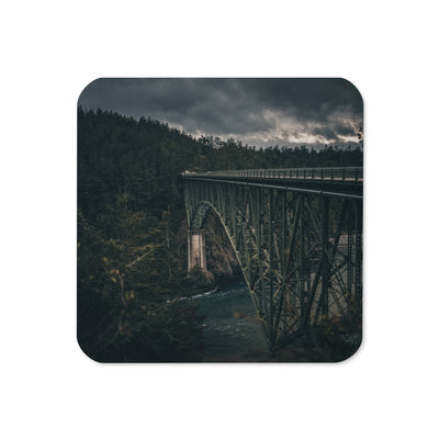 Gloss Coated Cork Backed Coaster - Iron Through Pines