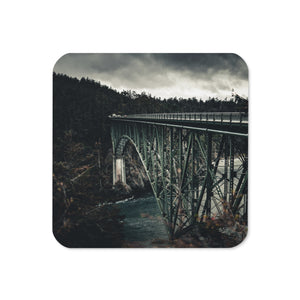 Gloss Coated Cork Backed Coaster - Iron Through Pines II