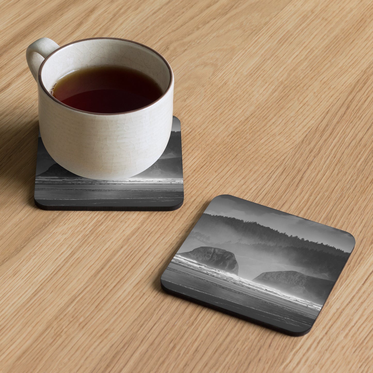 Gloss Coated Cork Backed Coaster - Coastal Echoes