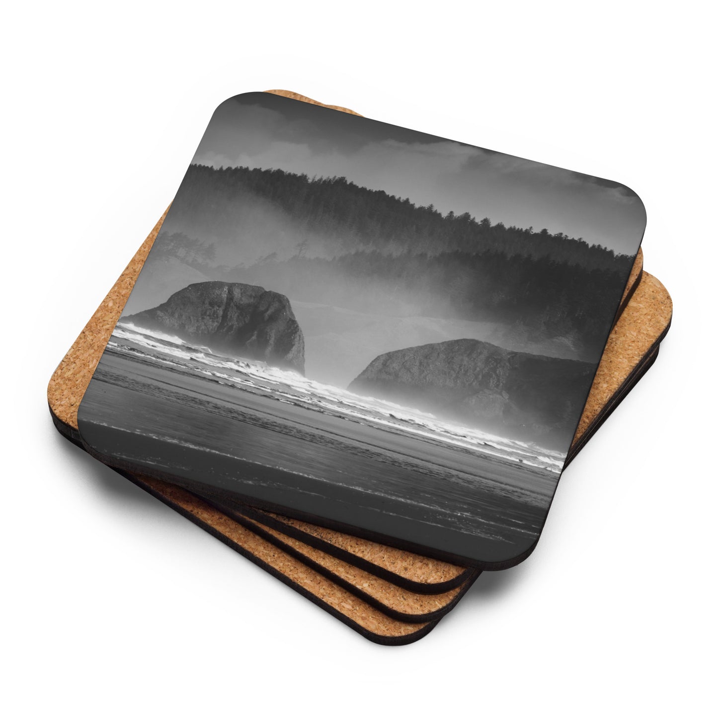 Gloss Coated Cork Backed Coaster - Coastal Echoes