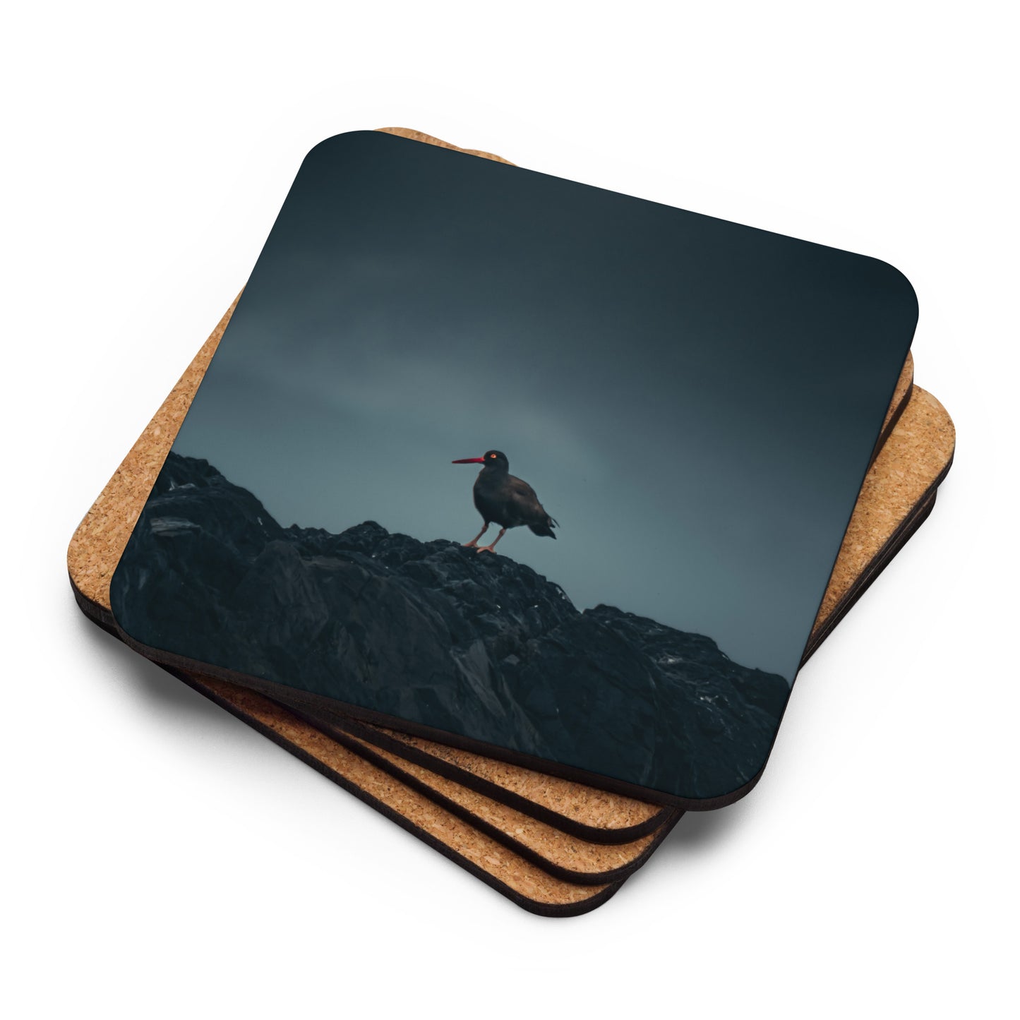 Gloss Coated Cork Backed Coaster - Ember Perch