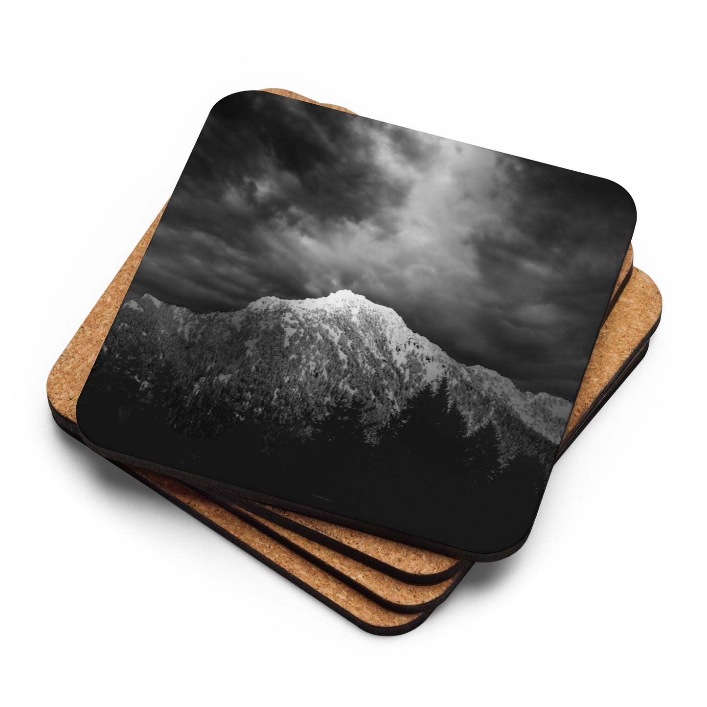 Gloss Coated Cork Backed Coaster - Alpine Echo