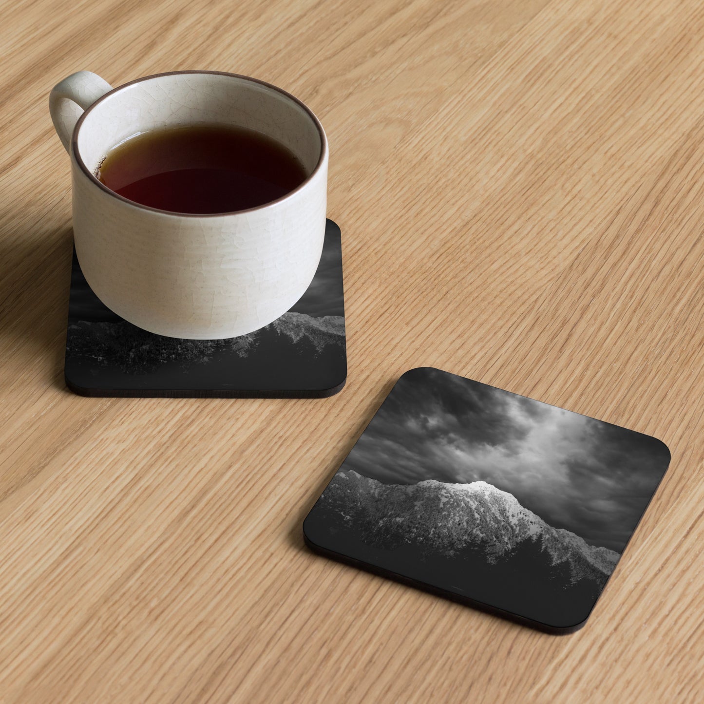 Gloss Coated Cork Backed Coaster - Alpine Echo