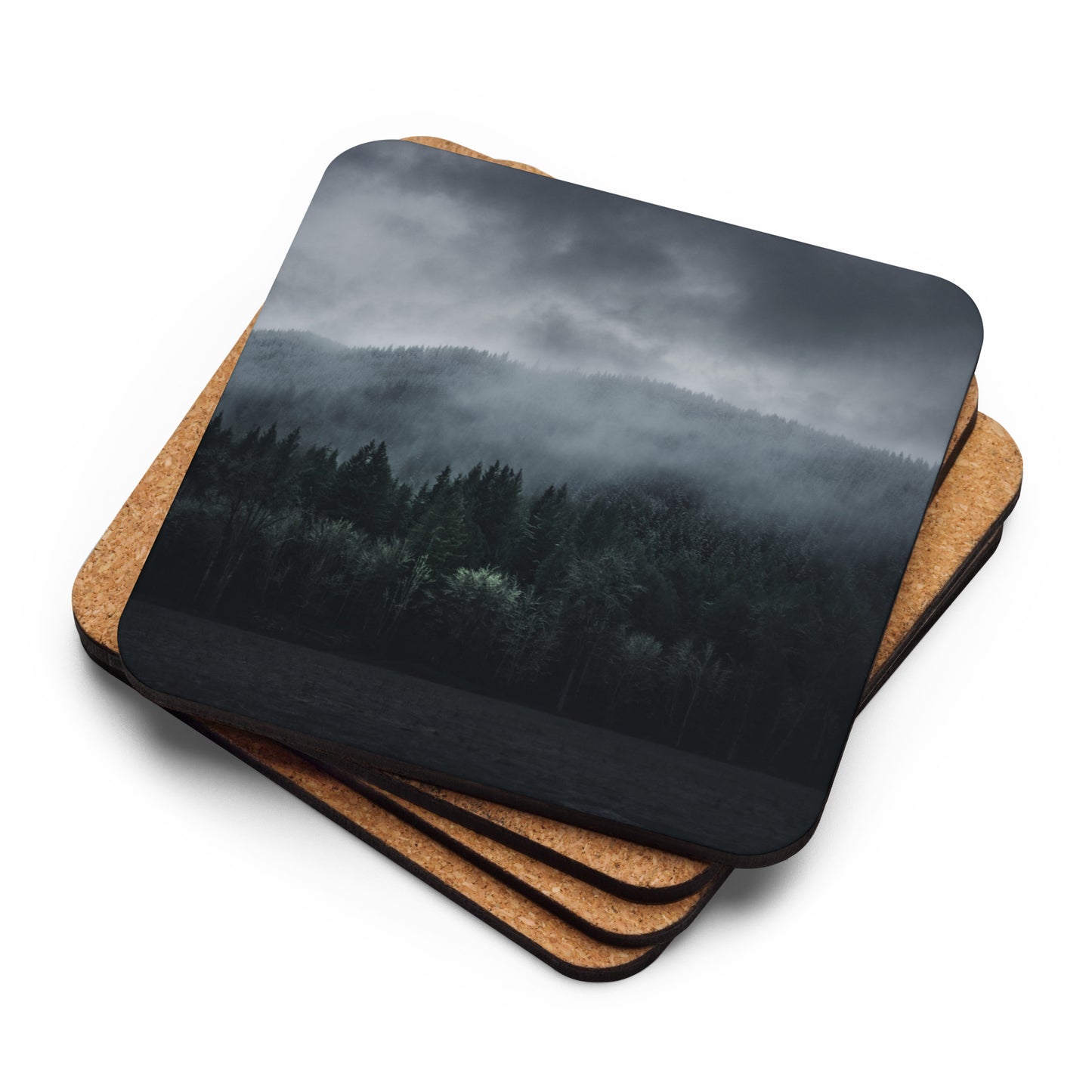 Gloss Coated Cork Backed Coaster - Silent Pine Range