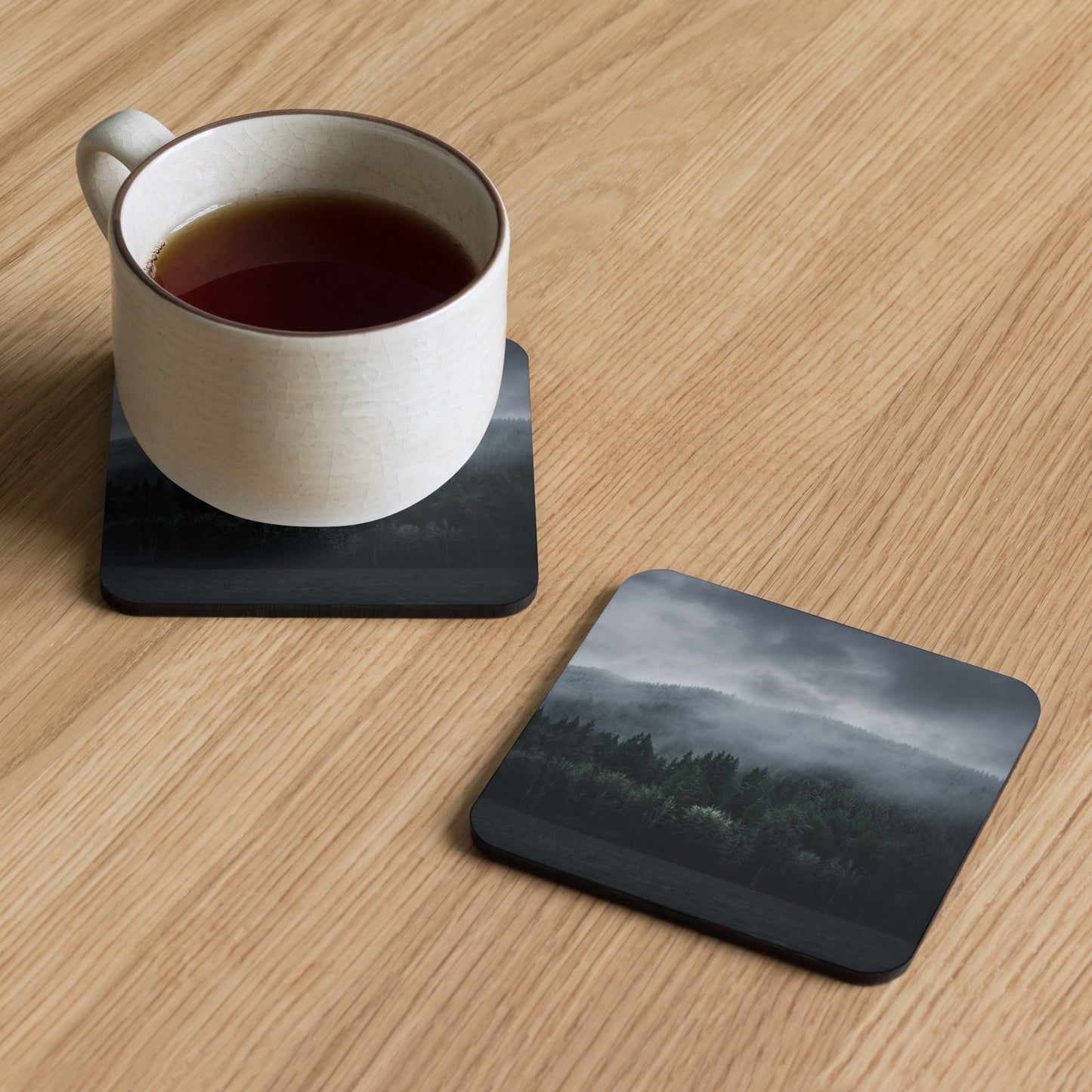 Gloss Coated Cork Backed Coaster - Silent Pine Range