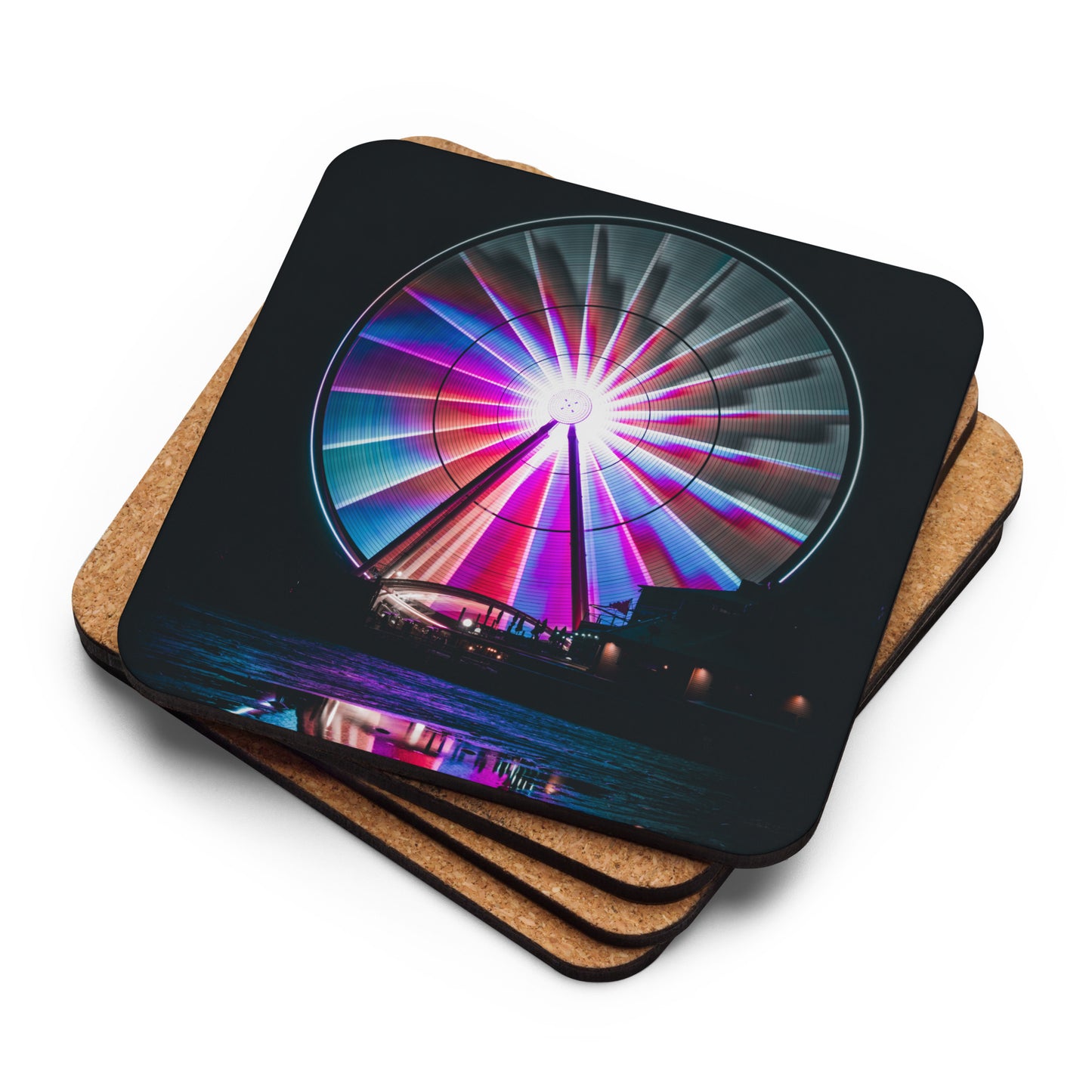 Gloss Coated Cork Backed Coaster - Glow Motion