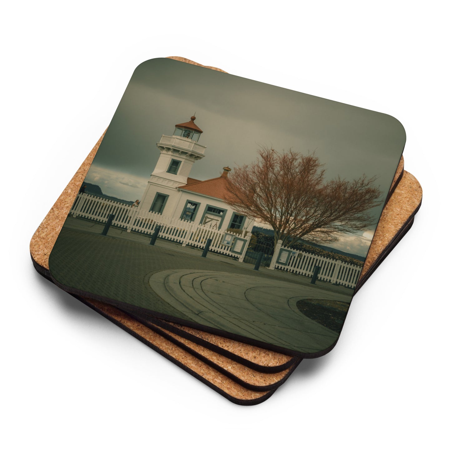 Gloss Coated Cork Backed Coaster - Costal Watch
