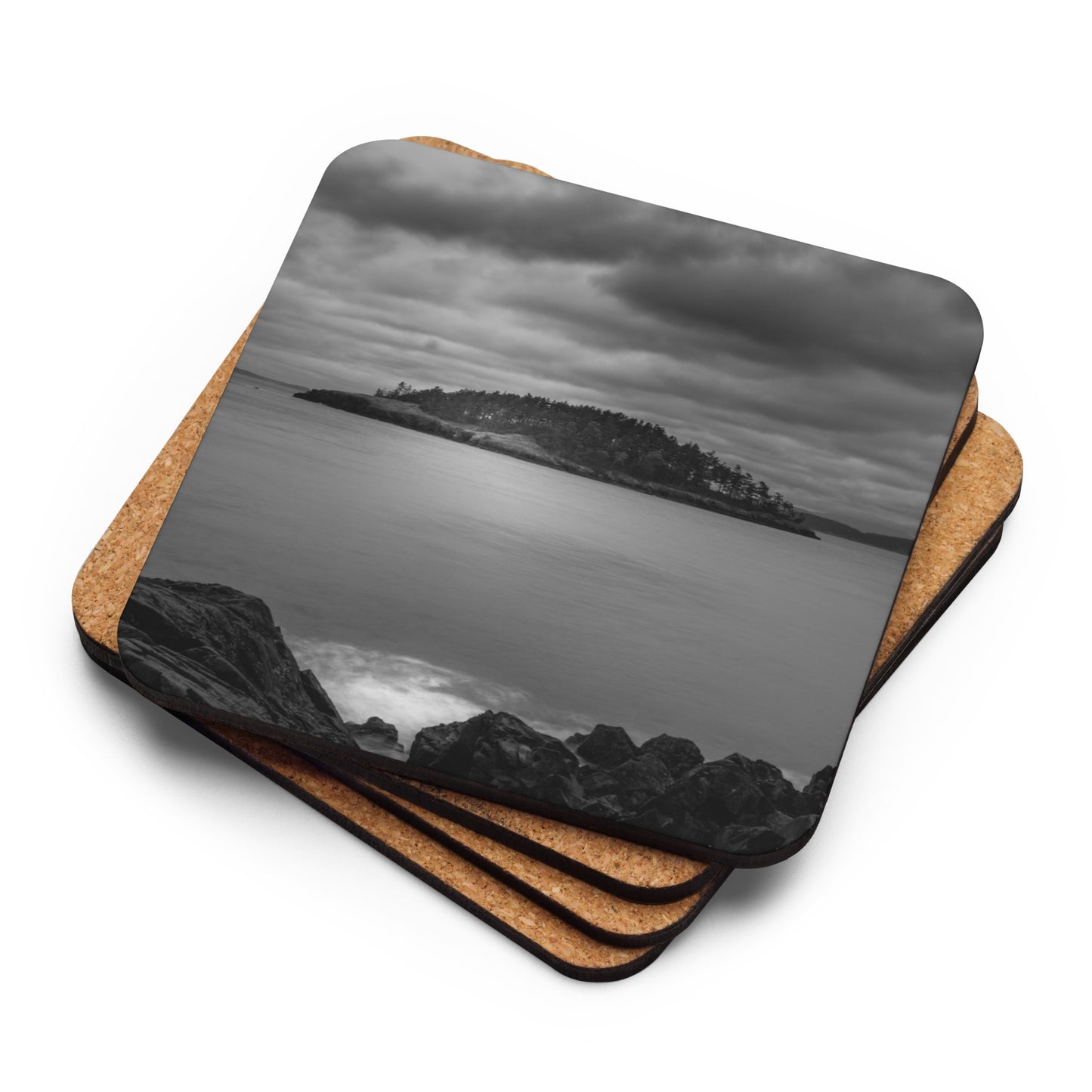 Gloss Coated Cork Backed Coaster - Shadow Shore