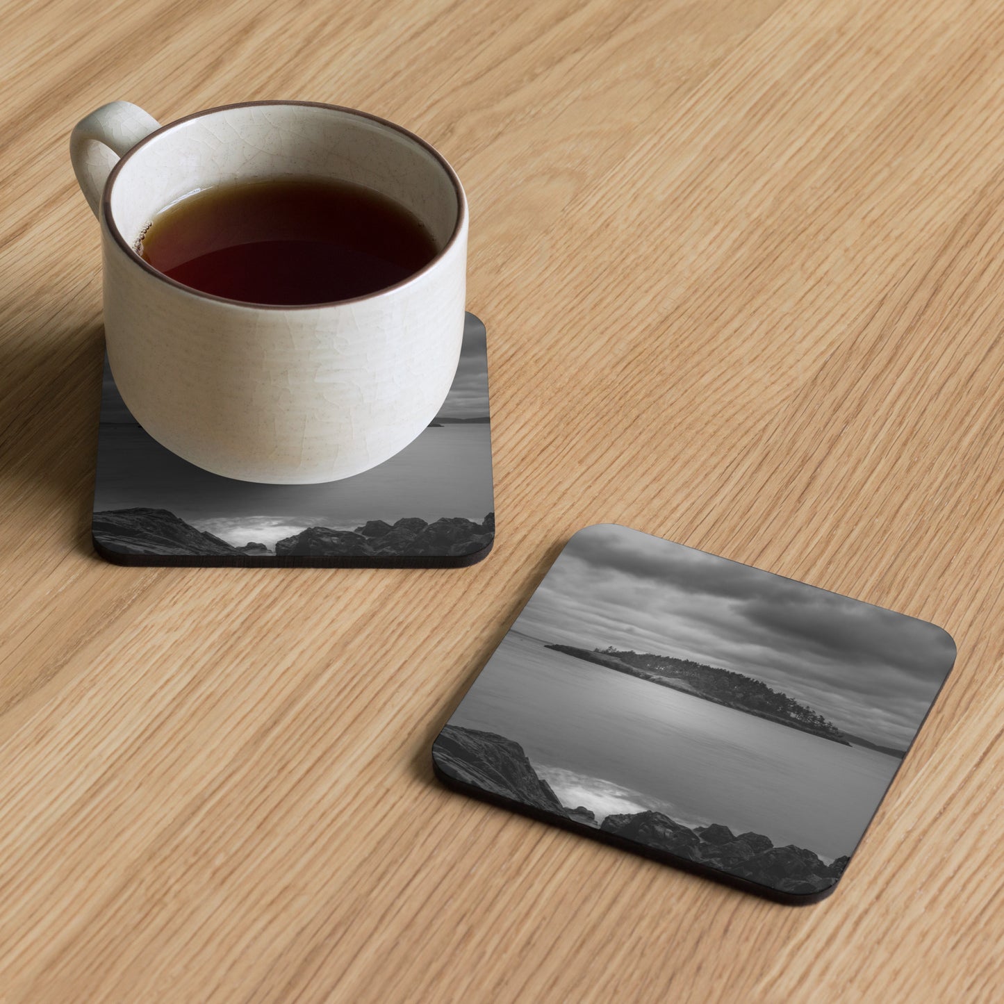 Gloss Coated Cork Backed Coaster - Shadow Shore