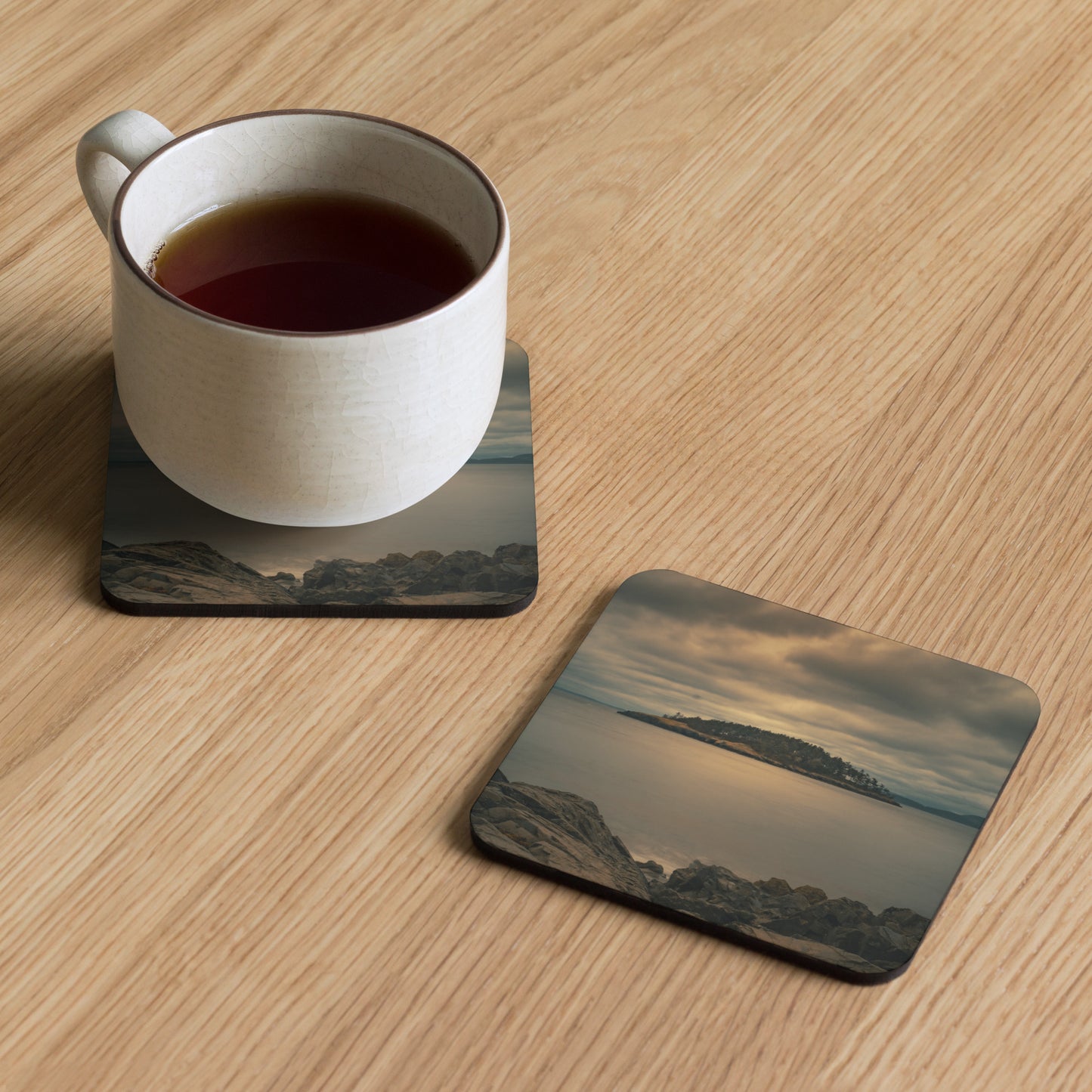 Gloss Coated Cork Backed Coaster - Isle of Solitude