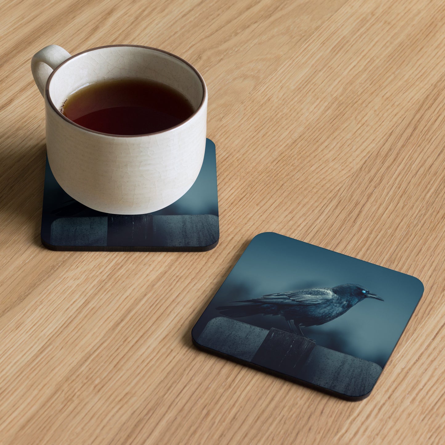 Gloss Coated Cork Backed Coaster - Midnight Perch