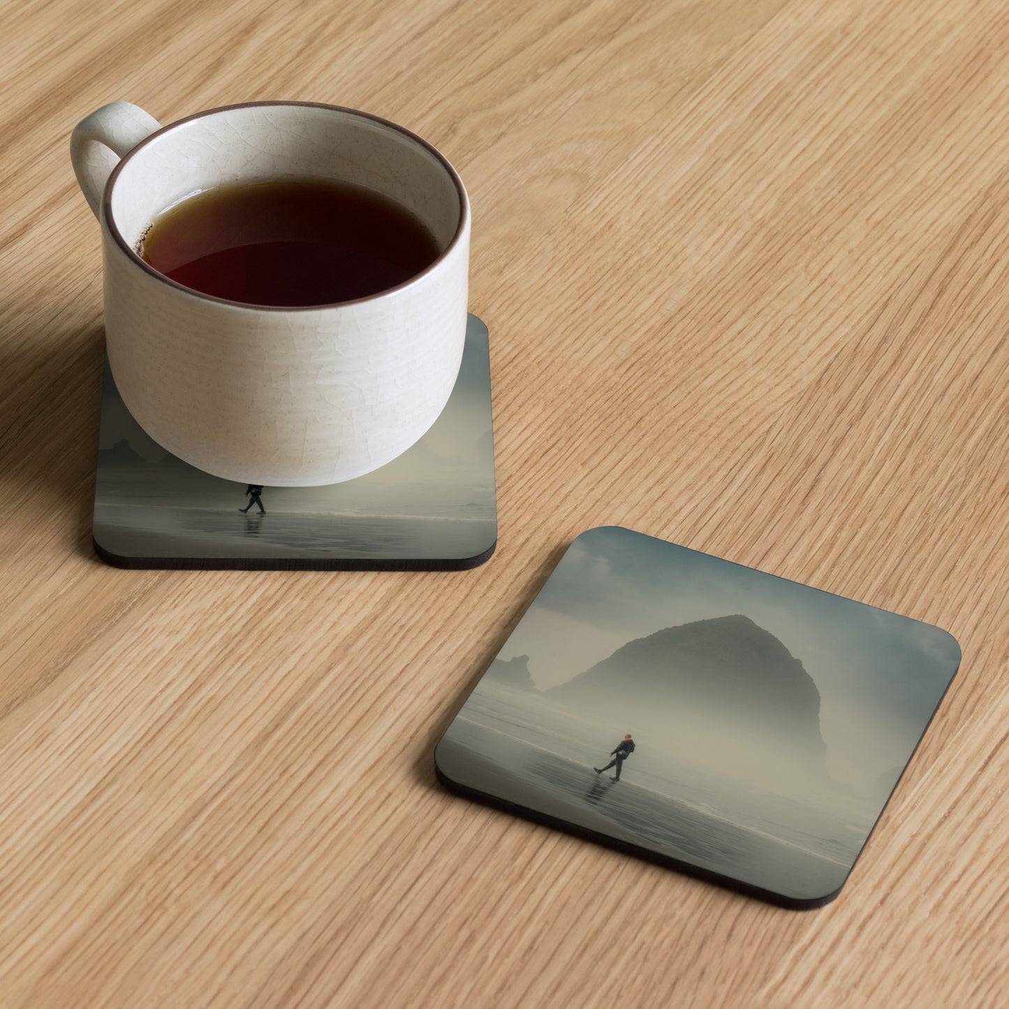 Gloss Coated Cork Backed Coaster - Mistwalk Tide