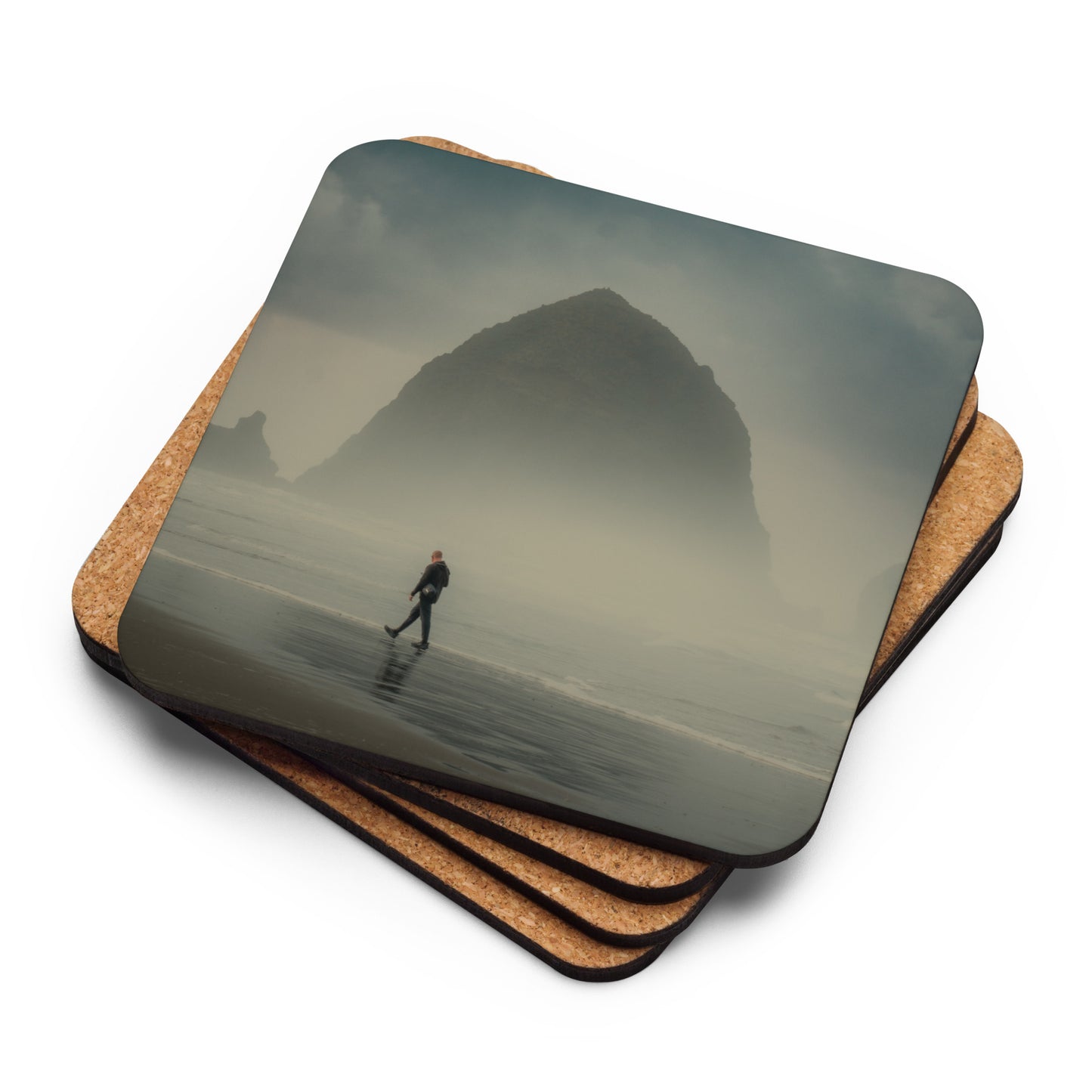 Gloss Coated Cork Backed Coaster - Mistwalk Tide