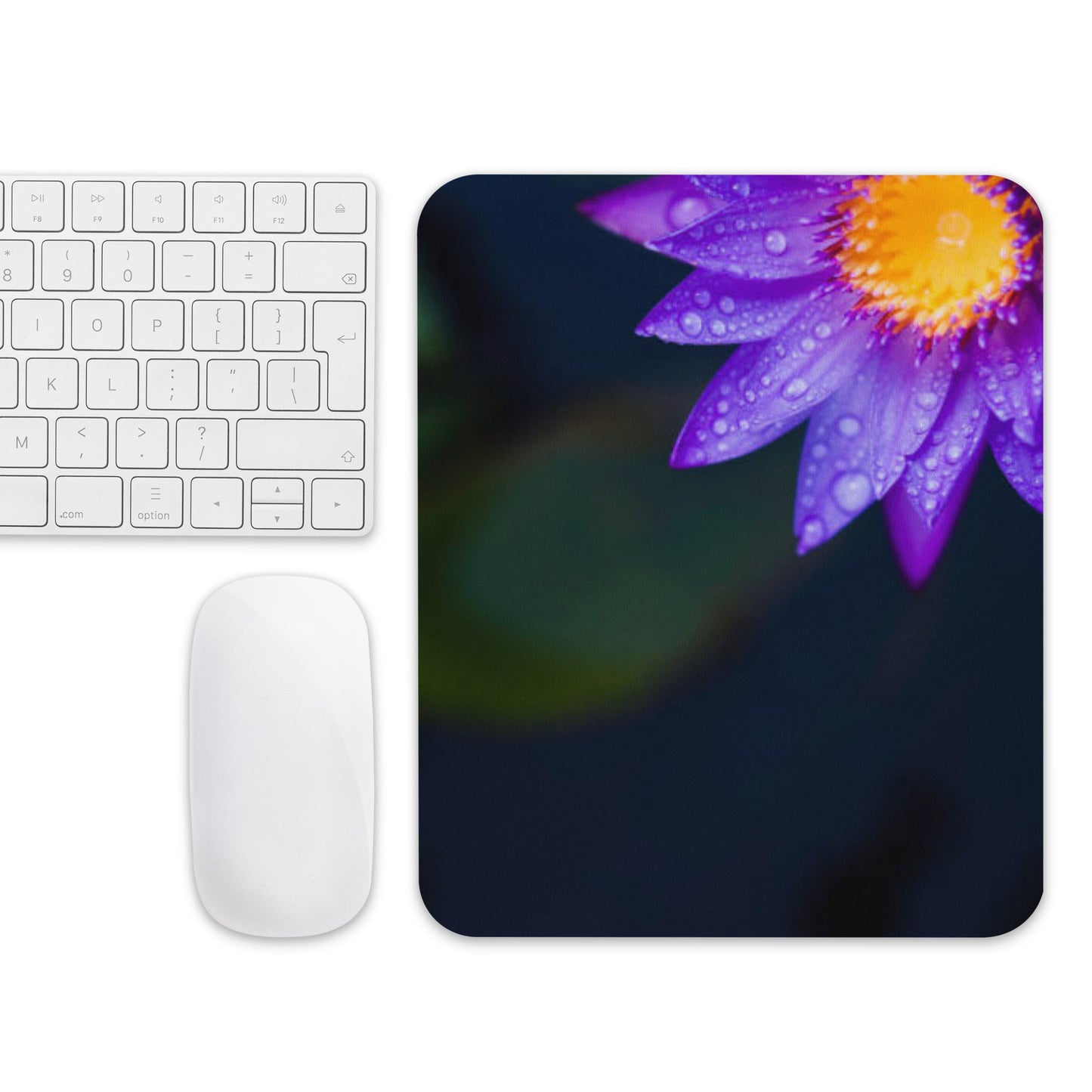 Padded Non-Slip Mousepad - Purple Water Lily Flower