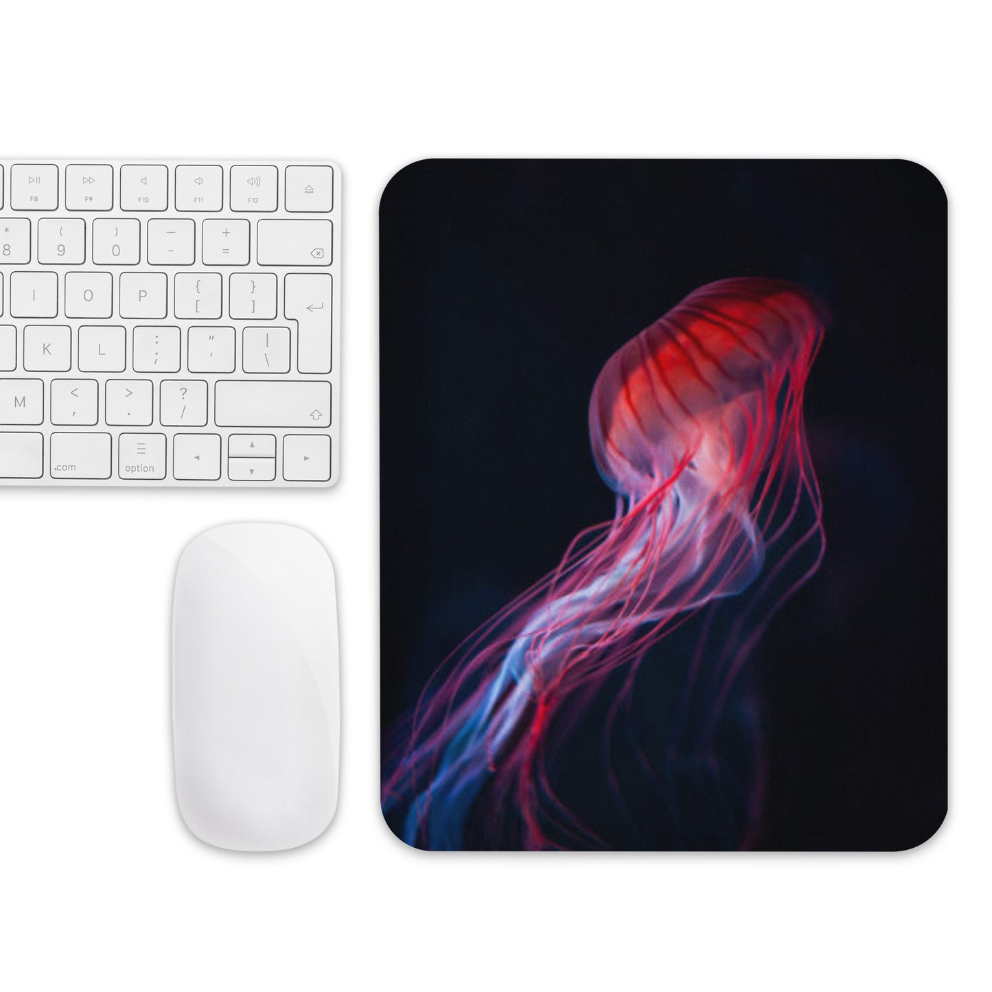 Padded Non-Slip Mousepad - Red and Blue Jellyfish