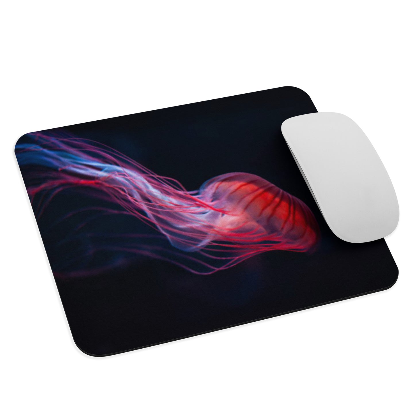 Padded Non-Slip Mousepad - Red and Blue Jellyfish