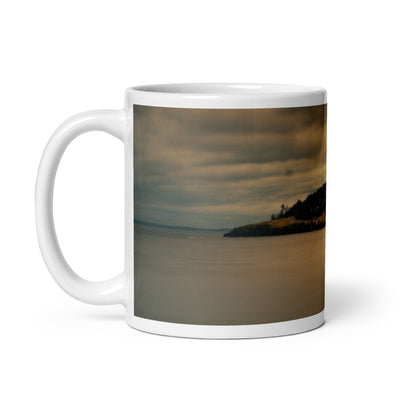 Glossy White Ceramic Coffee Mug - Isle of Solitude