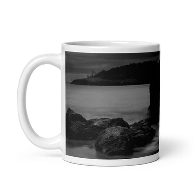 Glossy White Ceramic Coffee Mug - Dark Surf
